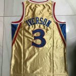 Maillot de Basket #3 Iverson Philadelphia 76ers 1996-97 authentique gold